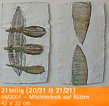 21teilig (20/21 & 211/21) – 04/2001 – Mischtechnik auf Btten – 42 × 22 cm