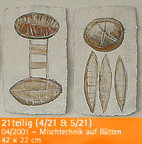 21teilig (4/21 & 5/21) – 04/2001 – Mischtechnik auf Btten – 42 × 22 cm