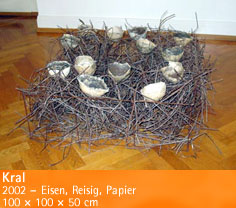Kral – 2002 – Eisen, Reisig, Papier – 100 × 100 × 50 cm